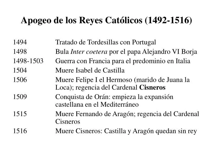 apogeo de los reyes cat licos 1492 1516