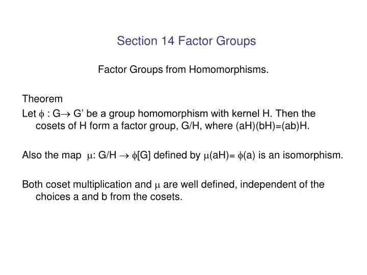 section 14 factor groups