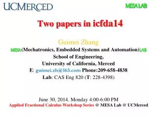 Two papers in icfda14