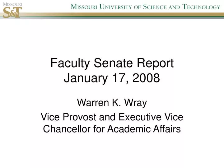 faculty senate report january 17 2008