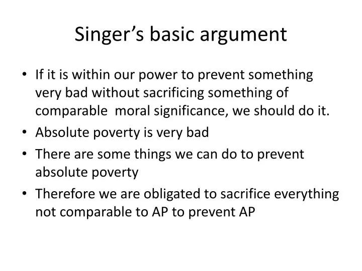 singer s basic argument