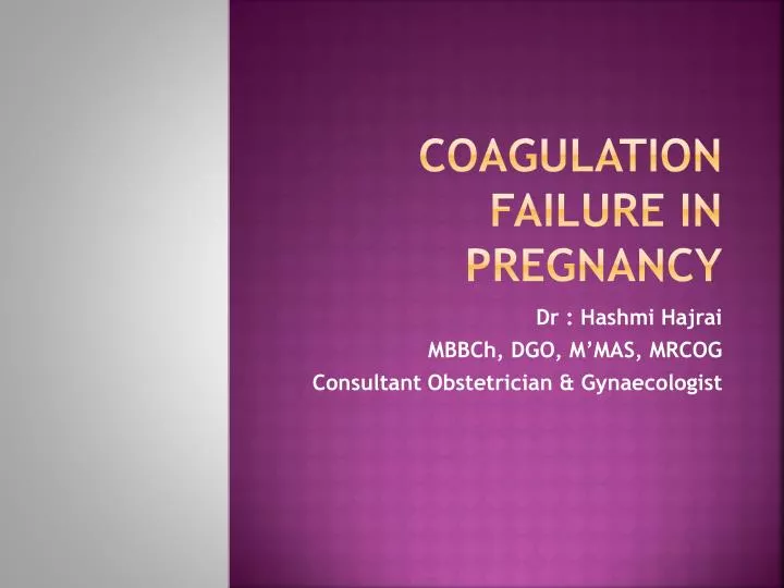 coagulation failure in pregnancy