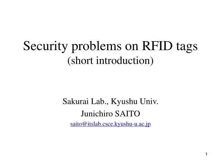 security problems on rfid tags short introduction