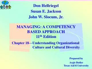 MANAGING: A COMPETENCY BASED APPROACH 11 th Edition