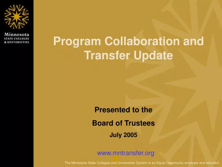 program collaboration and transfer update