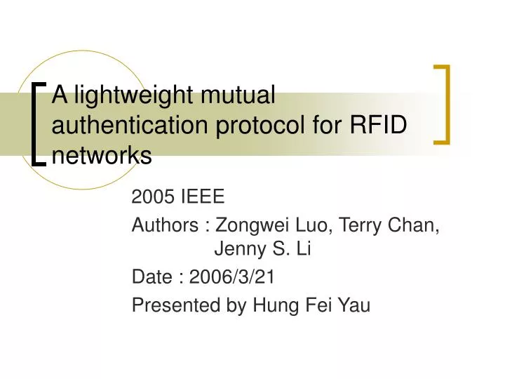 a lightweight mutual authentication protocol for rfid networks