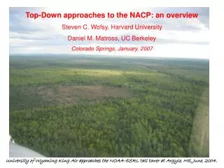 Top-Down approaches to the NACP: an overview Steven C. Wofsy, Harvard University
