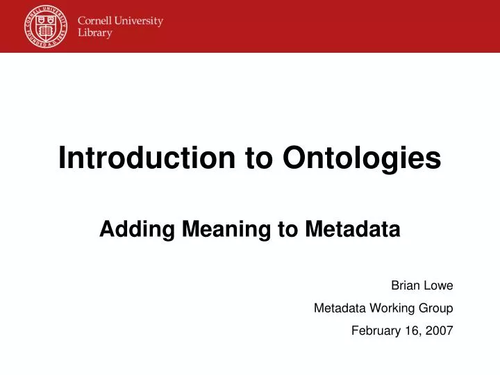 introduction to ontologies