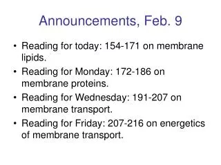 Announcements, Feb. 9