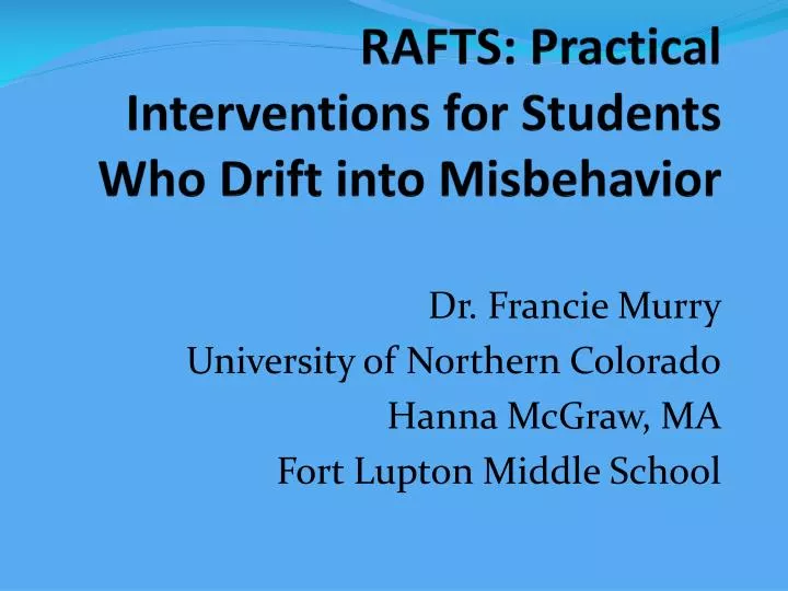 rafts practical interventions for students who drift into misbehavior