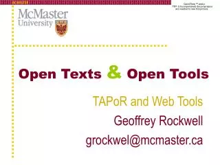 Open Texts &amp; Open Tools