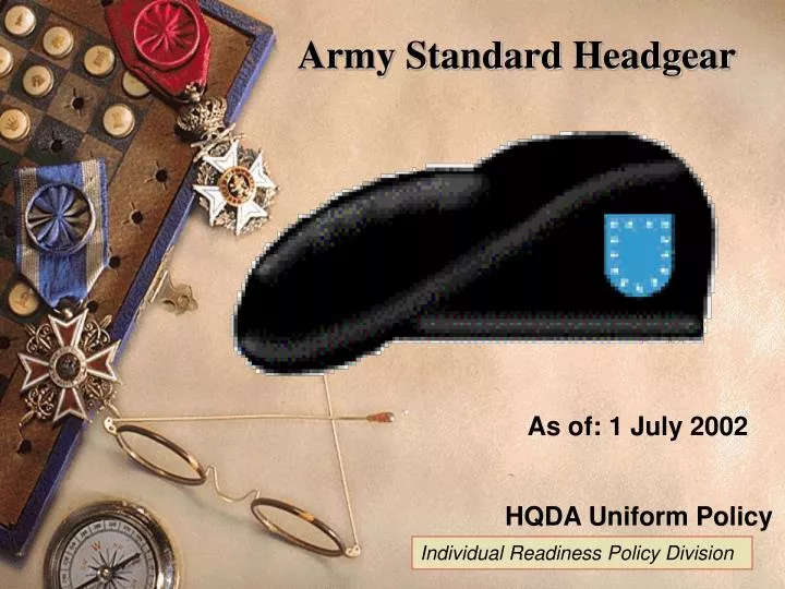 PPT Army Standard Headgear PowerPoint Presentation Free Download ID