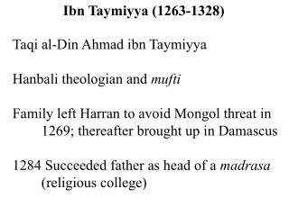 Taqi al-Din Ahmad ibn Taymiyya Hanbali theologian and mufti