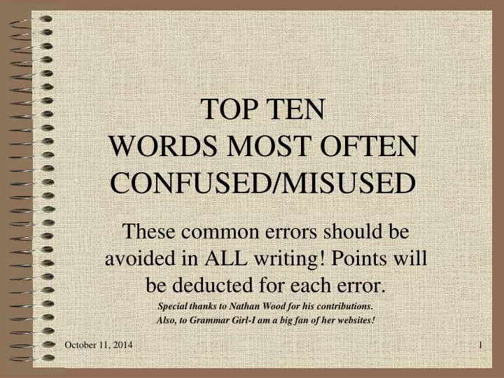 top ten words most often confused misused