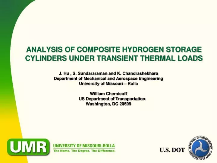 analysis of composite hydrogen storage cylinders under transient thermal loads