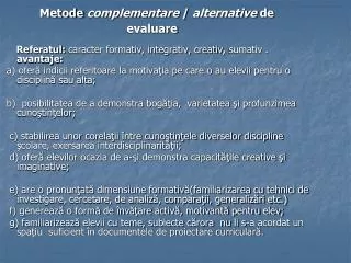 metode complementare alternative de evaluare