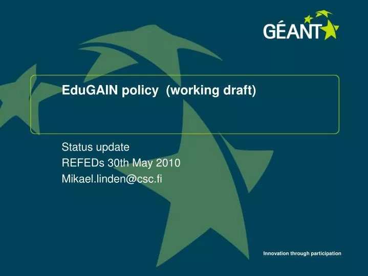 edugain policy working draft