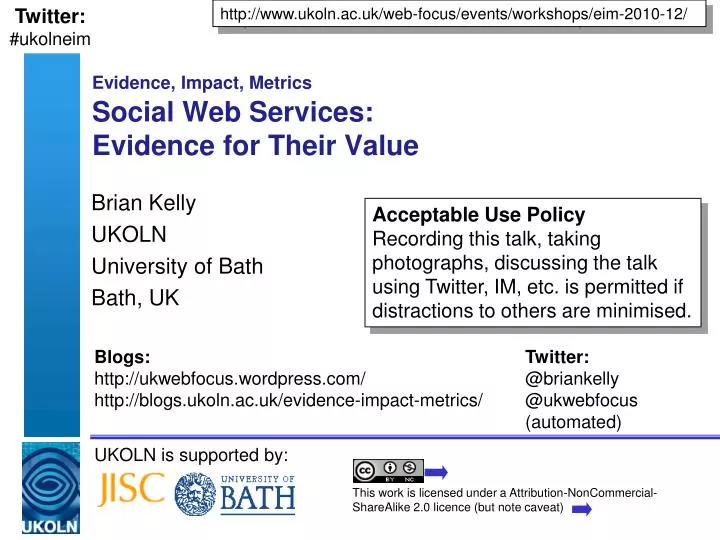 evidence impact metrics social web services evidence for their value