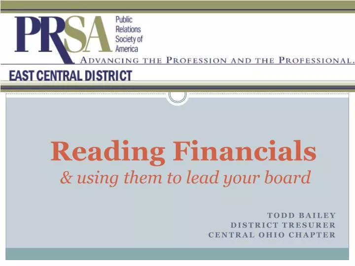 reading financials using them to lead your board