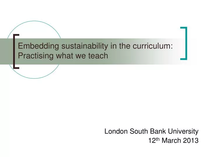embedding sustainability in the curriculum practising what we teach