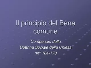 il principio del bene comune