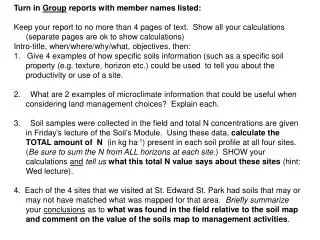 Turn in Group reports with member names listed: