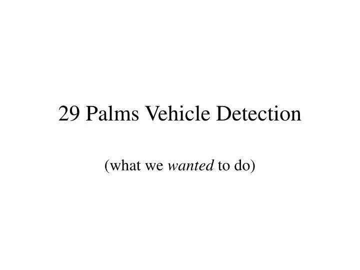29 palms vehicle detection