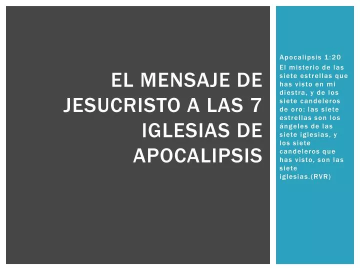 el mensaje de jesucristo a las 7 iglesias de apocalipsis