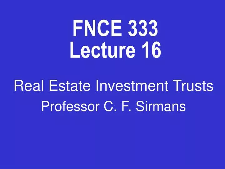 fnce 333 lecture 16