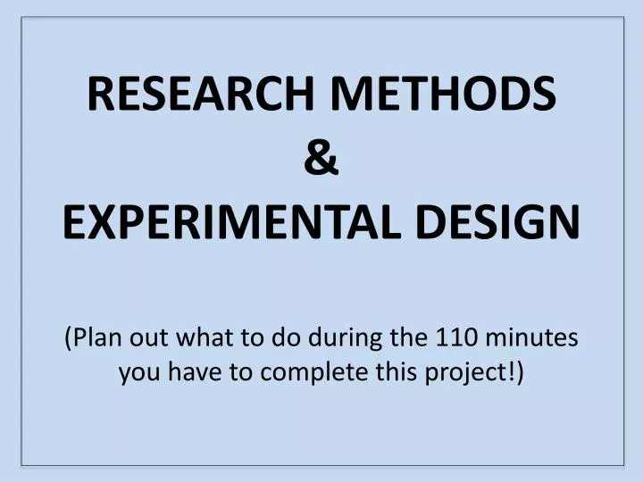research methods experimental design
