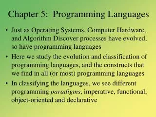 Chapter 5: Programming Languages