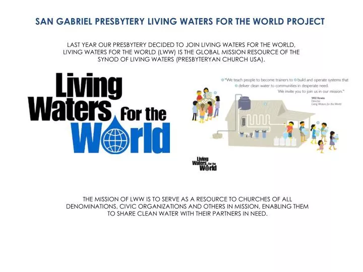 san gabriel presbytery living waters for the world project