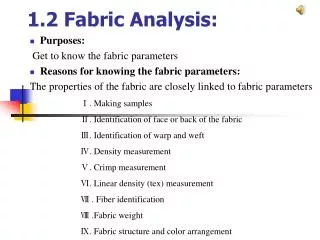1.2 Fabric Analysis:
