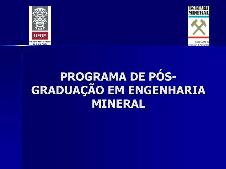programa de p s gradua o em engenharia mineral