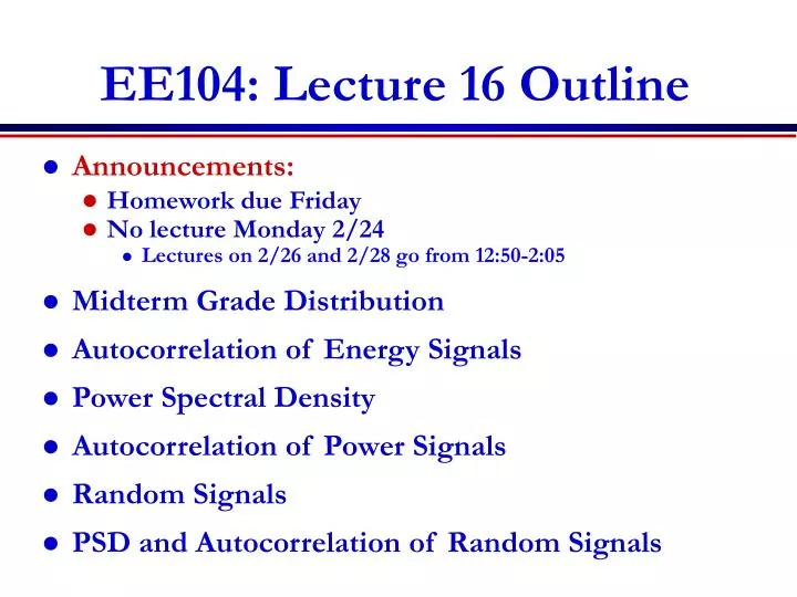 ee104 lecture 16 outline
