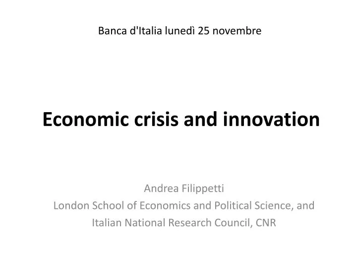 economic crisis and innovation