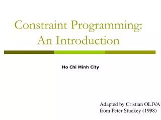 Constraint Programming: An Introduction
