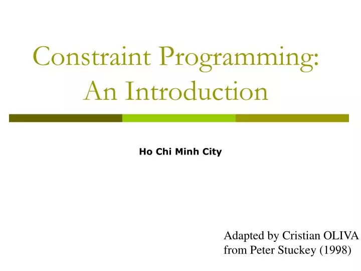 constraint programming an introduction