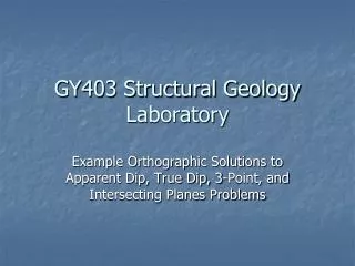 GY403 Structural Geology Laboratory