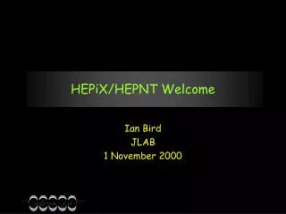 HEPiX/HEPNT Welcome