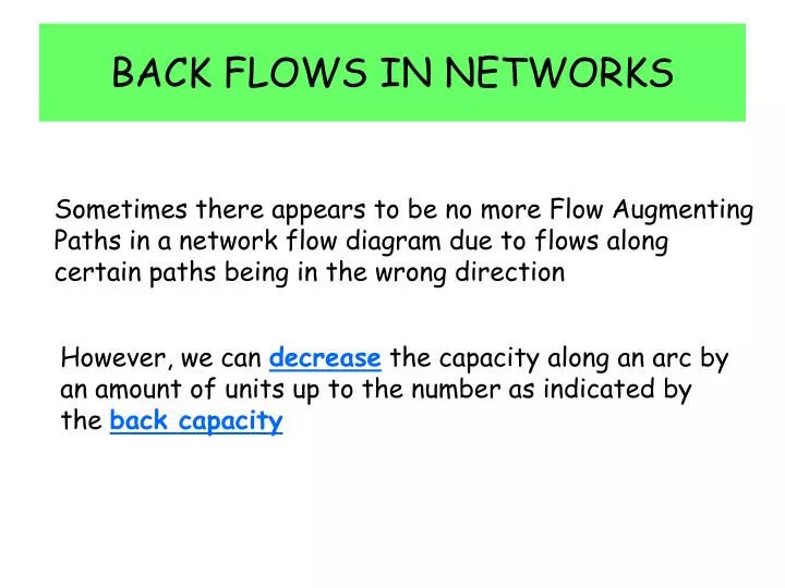 back flows in networks
