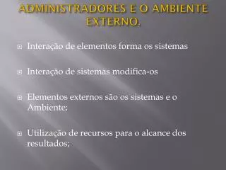 administradores e o ambiente externo