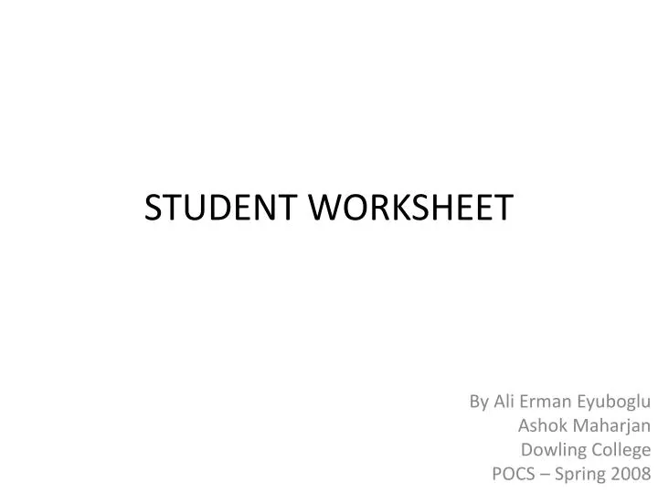 student worksheet