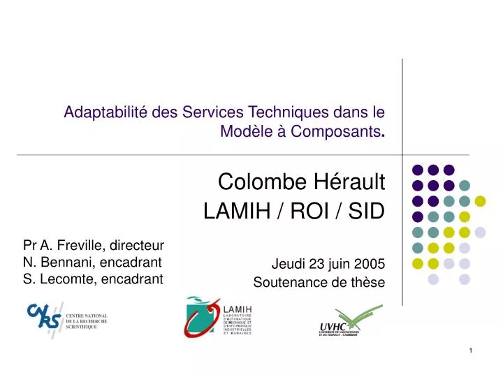 adaptabilit des services techniques dans le mod le composants