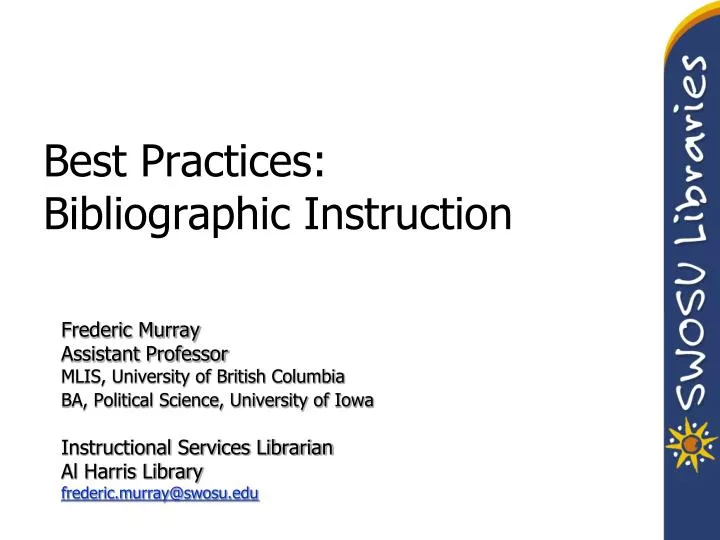 best practices bibliographic instruction