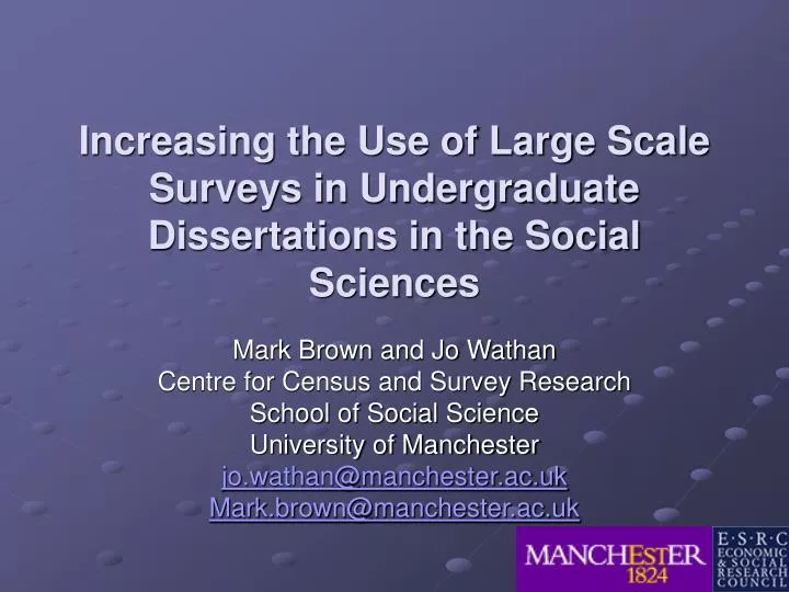 increasing the use of large scale surveys in undergraduate dissertations in the social sciences
