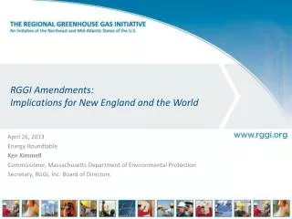 RGGI Amendments: Implications for New England and the World