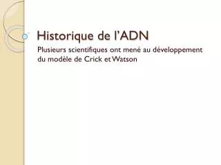historique de l adn