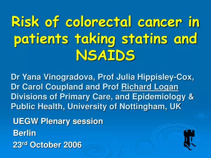 risk of colorectal cancer in patients taking statins and nsaids