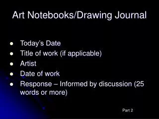 Art Notebooks/Drawing Journal
